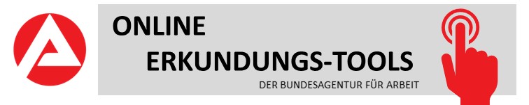 Logo und Link zu Online-Erkundungstools der BA